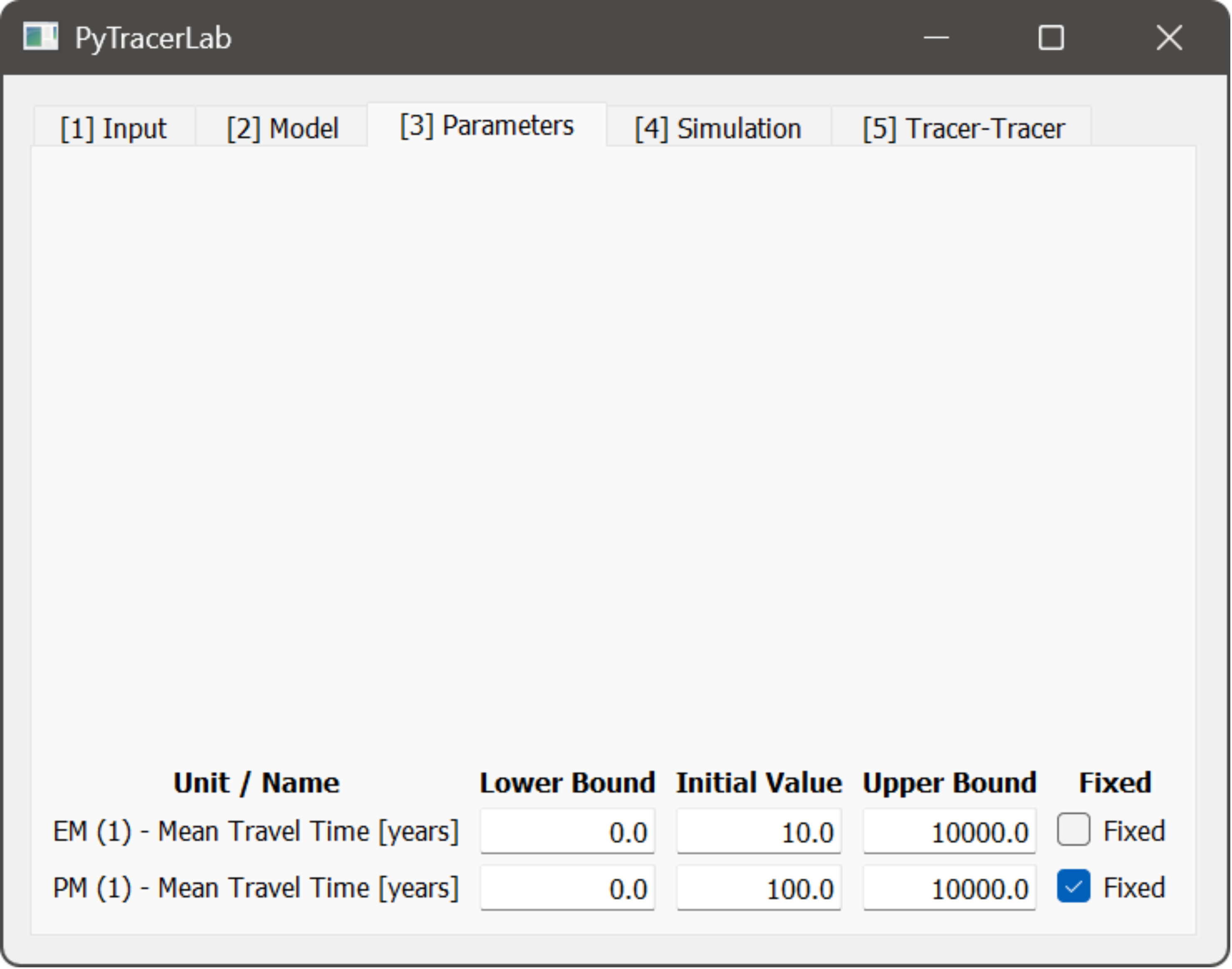 An image of the Parameters Tab.